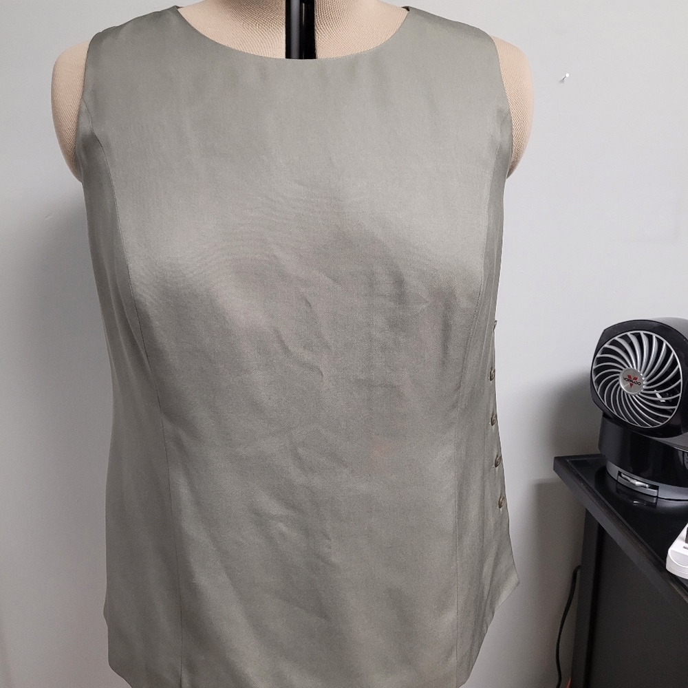 FINAL SALE! Talbots Woman12W moss green pure silk sleeveless shell. Never worn.